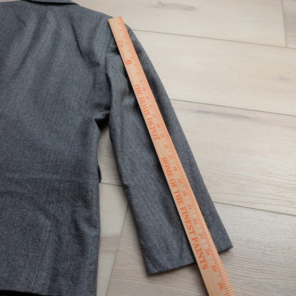 Banana Republic Wool Blazer Mens 40S Marzotto Grey Herringbone Slim Sport Coat